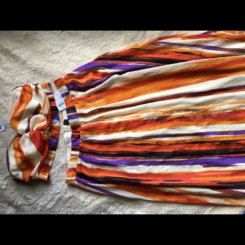 Tropical strapless halter long skirt Two piece